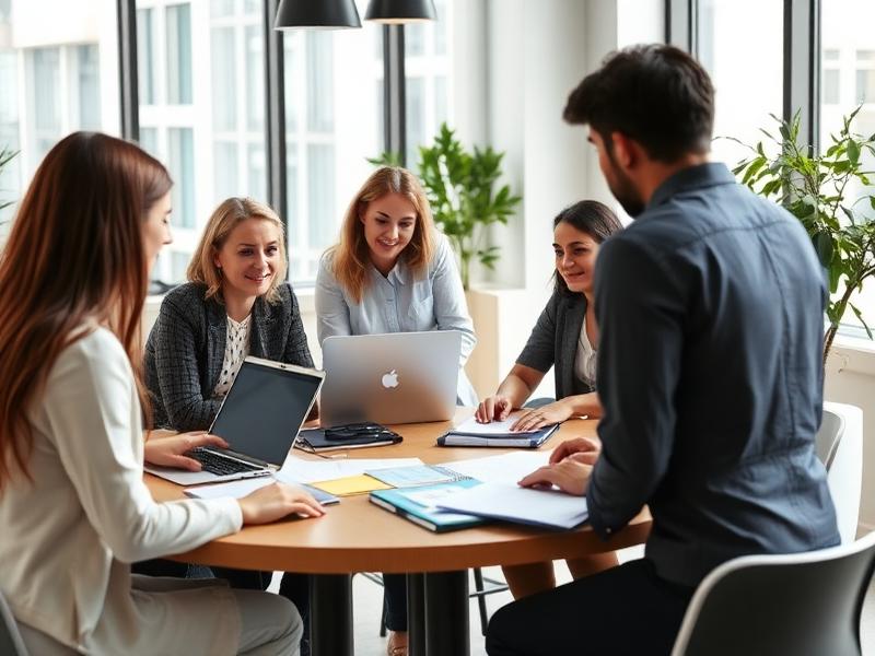 Team collaboration in modern office environment